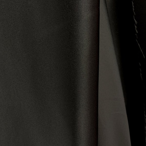 BLACK Solid 100% Polyester Mystique Satin Fabric (110 in.) Sold By The Yard