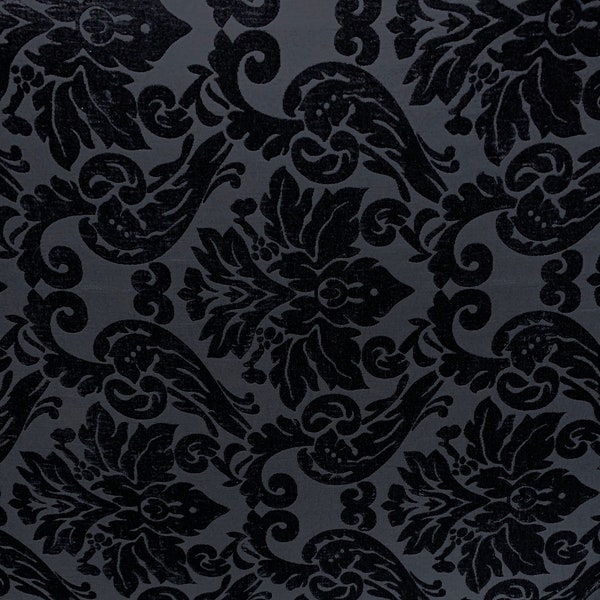 BLACK Damask Chenille Upholstery Brocade Fabric (54 in.) Sold By The Yard