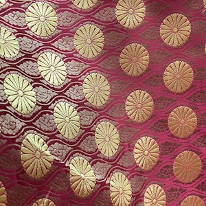 BURGUNDY GOLD Floral Brocade Fabric (60 in.) Sold By The Yard