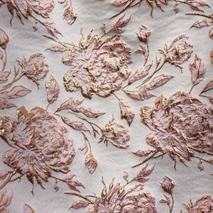 PINK GOLD Floral Brocade Fabric (60 in.) Sold By The Yard