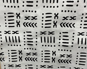 WHITE BLACK African Wax Print Fabric 100% Cotton (45 in.) Sold By The Yard