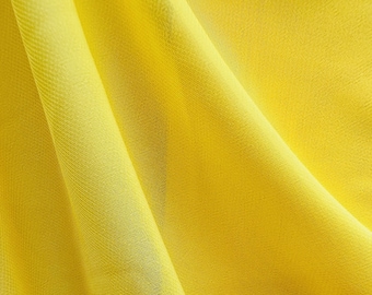YELLOW Sheer Solid Polyester Chiffon Fabric (60 in.) Sold By The Yard