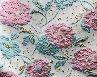 PINK GREEN GOLD Floral Brocade Fabric (60 in.) Sold By The Yard