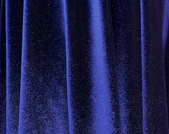 NAVY BLUE Polyester Stretch Velvet Fabric (60 in.) Sold By The Yard