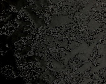 BLACK Floral Brocade Fabric (60 in.) Sold By The Yard