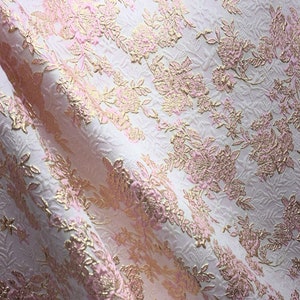 PINK GOLD Floral Brocade Fabric (60 in.) Sold By The Yard
