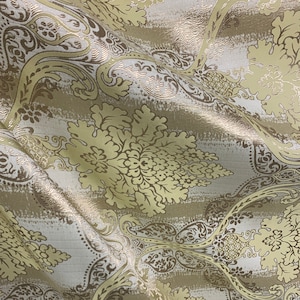 GOLD Damask Brocade Upholstery Drapery Fabric (110 in.) Sold By The Yard
