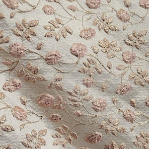 PINK GOLD Floral Brocade Fabric (60 in.) Sold By The Yard