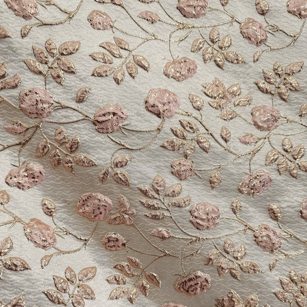 PINK GOLD Floral Brocade Fabric (60 in.) Sold By The Yard