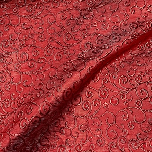 RED Swirl Metallic Brocade Fabric (58 in.) Sold By The Yard