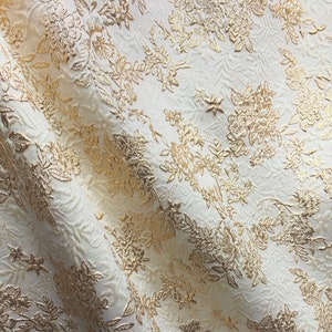 CHAMPAGNE GOLD Floral Brocade Fabric (60 in.) Sold By The Yard
