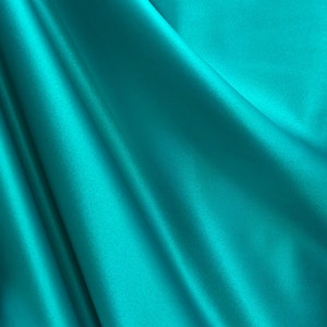 TEAL BLUE Solid 100% Polyester Mystique Satin Fabric (60 in.) Sold By The Yard