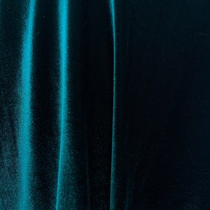 DARK TEAL GREEN Polyester Stretch Velvet Fabric (60 in.) Sold By The Yard