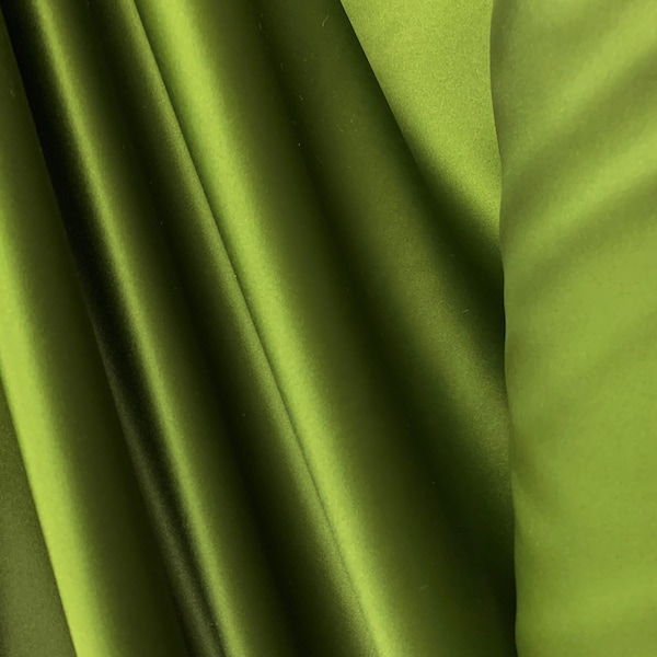 OLIVE GREEN Solid 100% Polyester Mystique Satin Fabric (60 in.) Sold By The Yard
