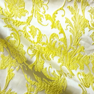 YELLOW Floral Brocade Fabric (60 in.) Sold By The Yard