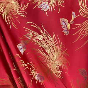 RED GOLD Embroidered Brocade Fabric (60 in.) Sold By The Yard