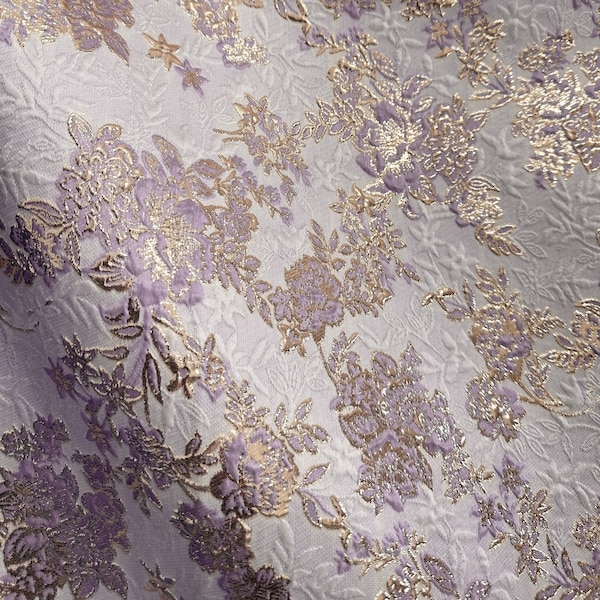 LILAC GOLD Floral Brocade Fabric (60 in.) Sold By The Yard