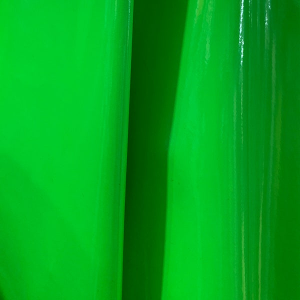BRIGHT GREEN Shiny Glossy PVC Pleather Stretch Fabric (58 in.) Sold By The Yard