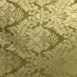 OLIVE GREEN GOLD Damask Jacquard Brocade Flower Floral Fabric (110 in.) Sold By The Yard