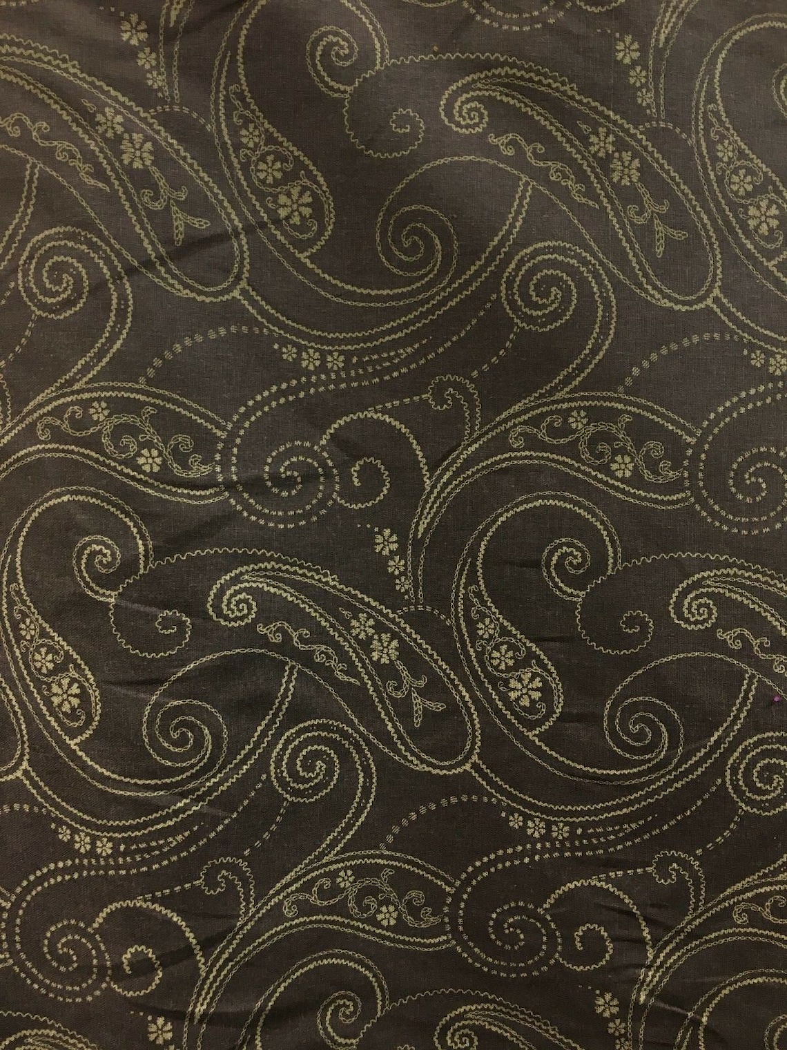 BROWN Paisley Print Upholstery Drapery Cotton Fabric 54 In. Etsy