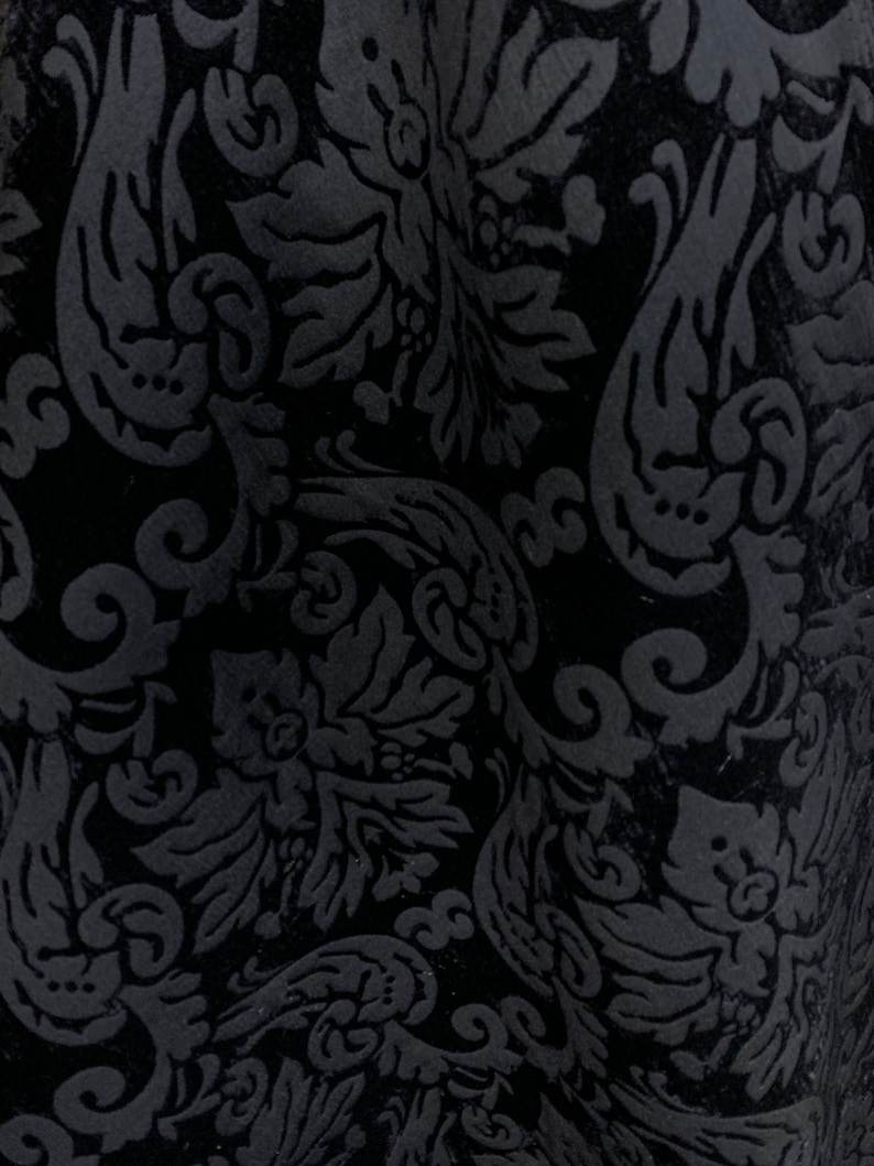 BLACK Damask Chenille Upholstery Brocade Fabric 54 In. Sold Etsy