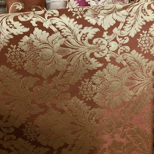 COPPER GOLD Damask Jacquard Brocade Flower Floral Fabric (110 in.) Sold By The Yard