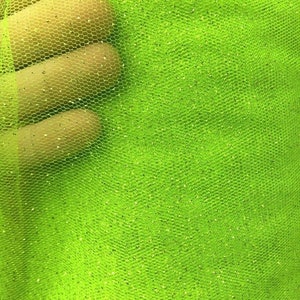 NEON GREEN Sparkle Glitter Tulle Decoration Event Fabric (60 in.) Sold By The Yard