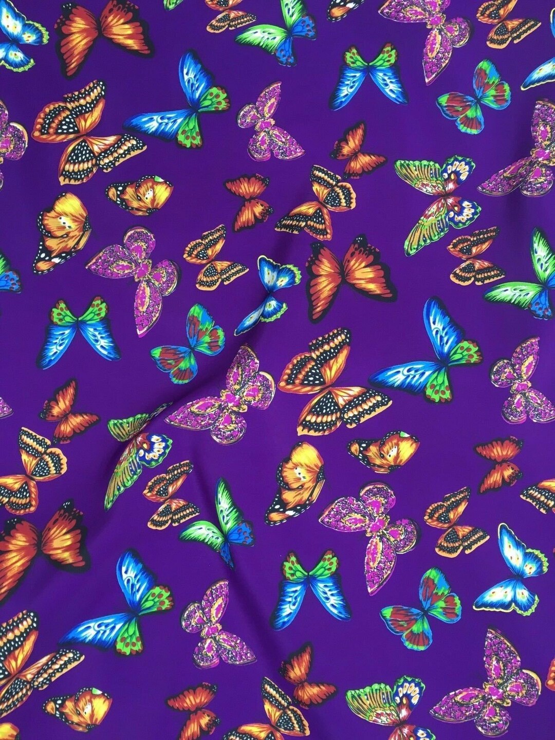 PURPLE Multicolor Butterfly Printed Polyester Fabric 45 In. Sold by the ...