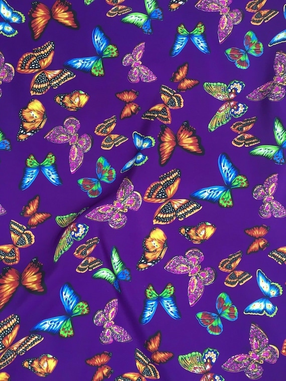 PURPLE Multicolor Butterfly Printed Polyester Fabric 45 In. - Etsy