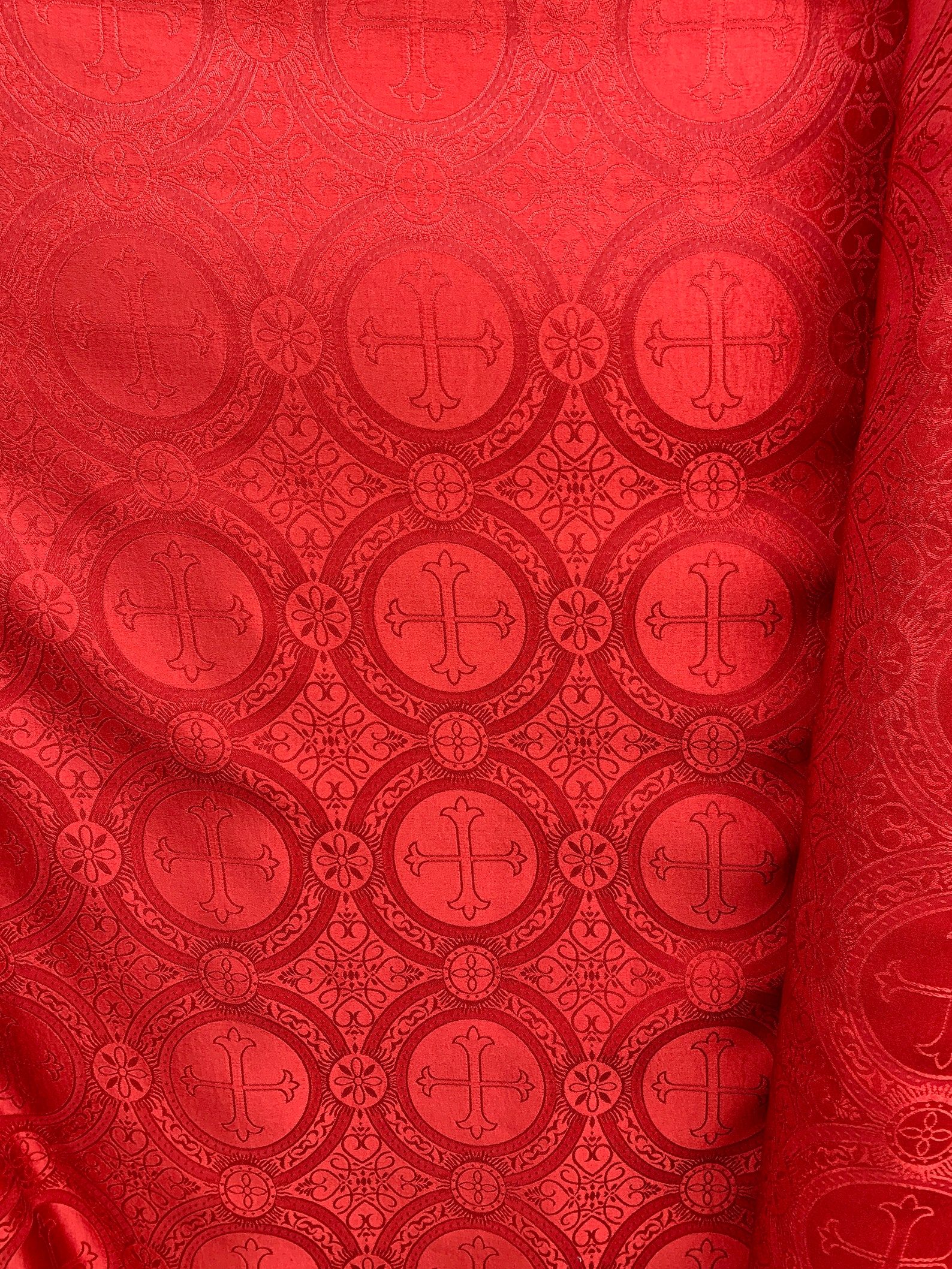 RED Liturgical Cross Brocade Fabric 55 In. Sold by the Yard Etsy