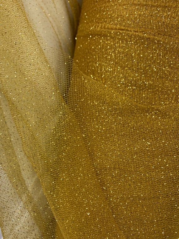 DARK GOLD Sparkle Glitter Tulle Decoration Event Fabric 60 In. Sold by the  Yard 