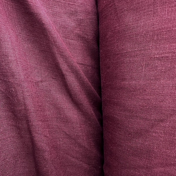 BURGUNDY 100% Linen Fabric (56 in.) Sold By The Yard