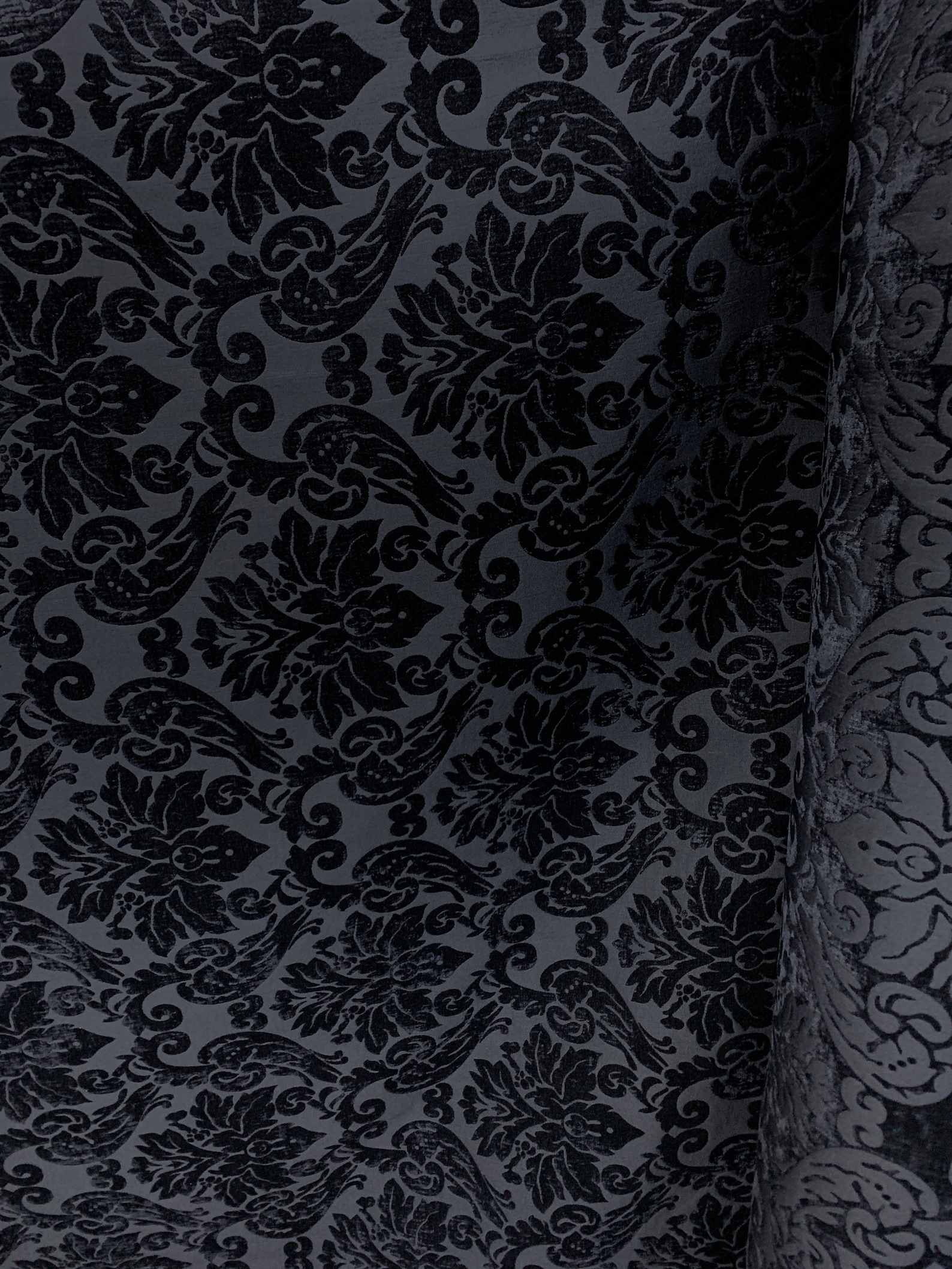 BLACK Damask Chenille Upholstery Brocade Fabric 54 In. Sold Etsy