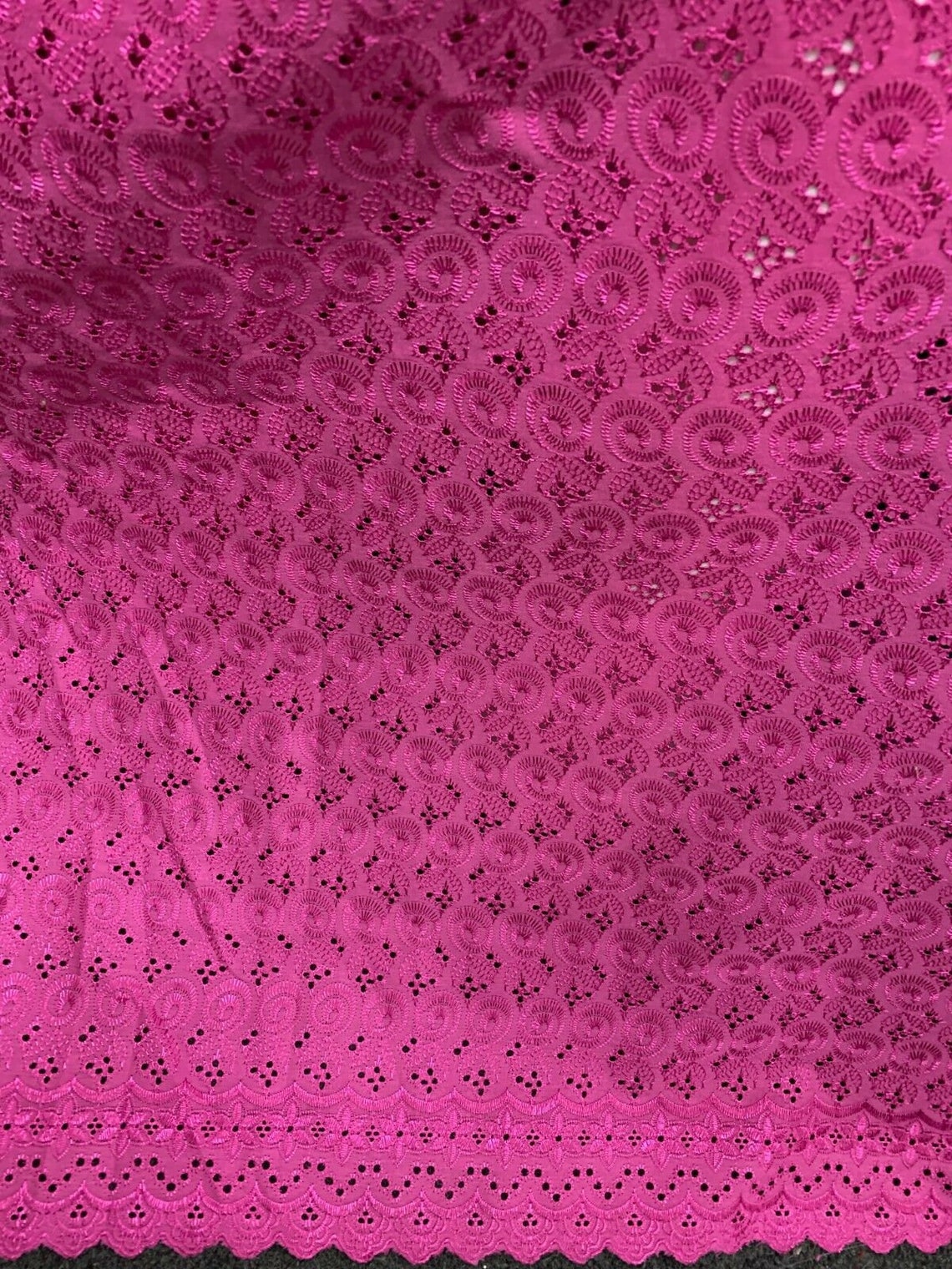 FUCHSIA PINK Floral Cotton Eyelet Embroidered Fabric 45 In. Etsy