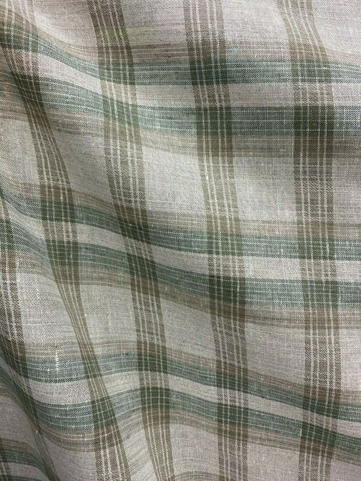 Natural Sage Green Plaid Plaid 100 Linen Fabric 60 in. 10 Etsy