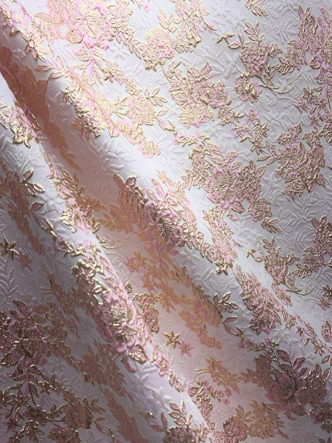 Pink Brocade PINK GOLD Floral Brocade Fabric (60 In.) Sold by the Yard - Etsy