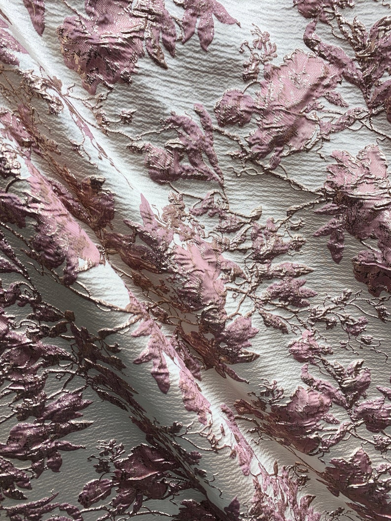 Blush Pink Rose Gold Floral Brocade Fabric (60 In.) Sold by the Yard - Etsy