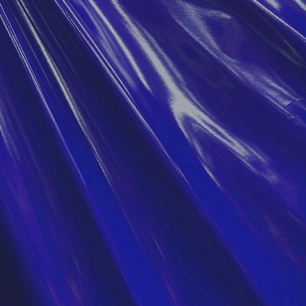 ROYAL BLUE Shiny Glossy PVC Pleather Stretch Fabric (58 in.) Sold By The Yard