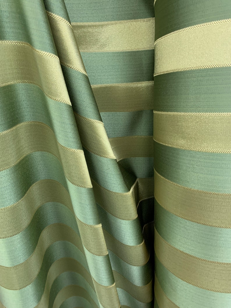 SAGE GREEN GOLD Striped Brocade Upholstery Drapery Fabric 110 | Etsy