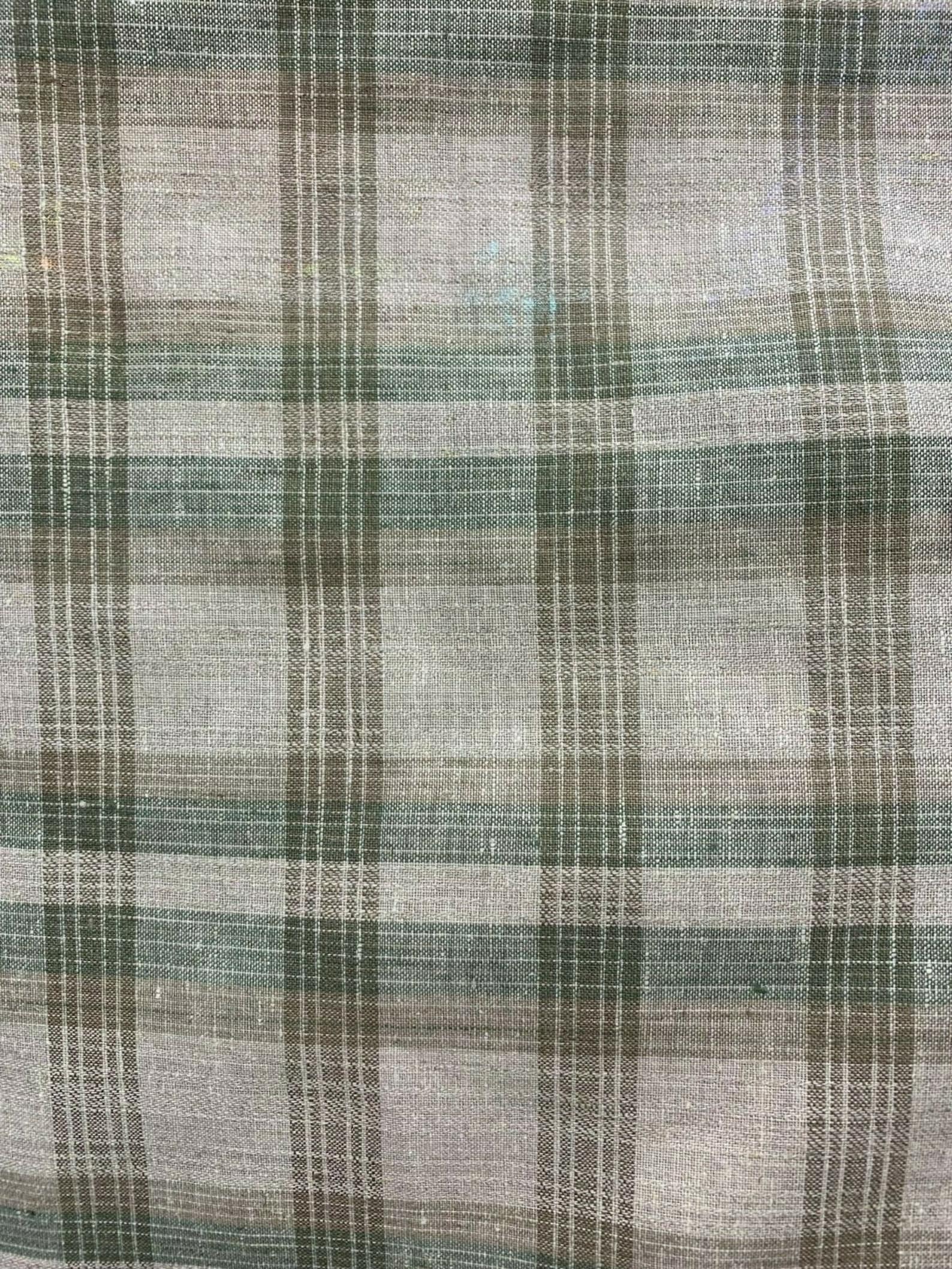 Natural Sage Green Plaid 100 Linen Fabric 60 In. 20 Yards Etsy