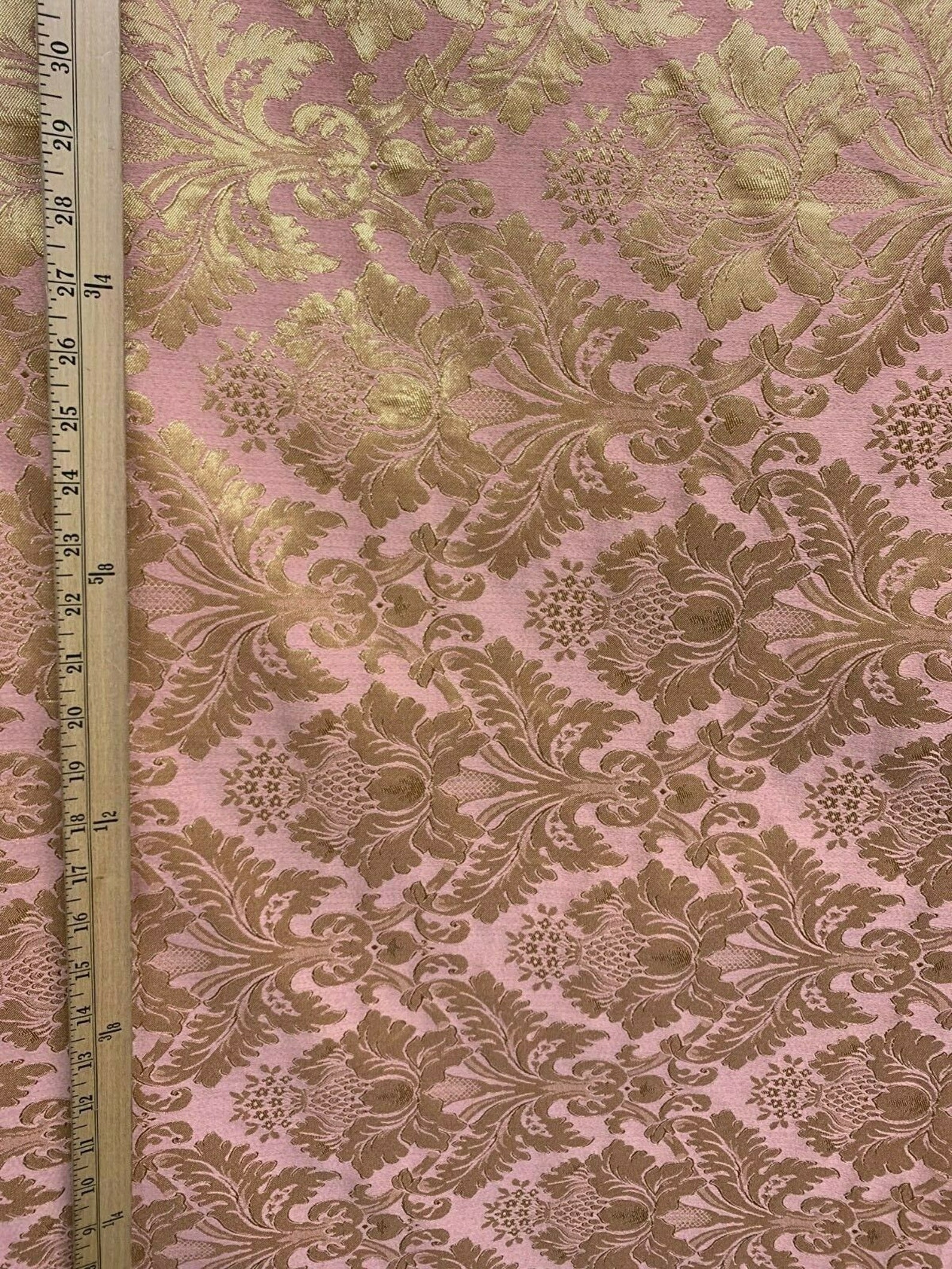 PINK GOLD Damask Jacquard Brocade Flower Floral Fabric 110 Etsy