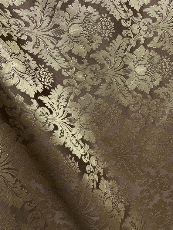 BLACK DAMASK CHENILLE UPHOLSTERY BROCADE FABRIC (54 in.) Sold By The Yard