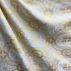 IVORY GOLD Liturgical Cross Brocade Fabric 55 In. Sold by the Yard - Etsy