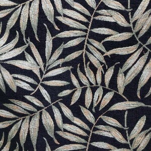 BLACK Leaves Chenille Upholstery Fabric (54 in.) Sold By The Yard