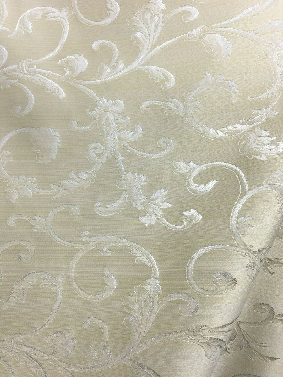 IVORY Brocade Flower Floral Upholstery Drapery Fabric 110 In. Sold by