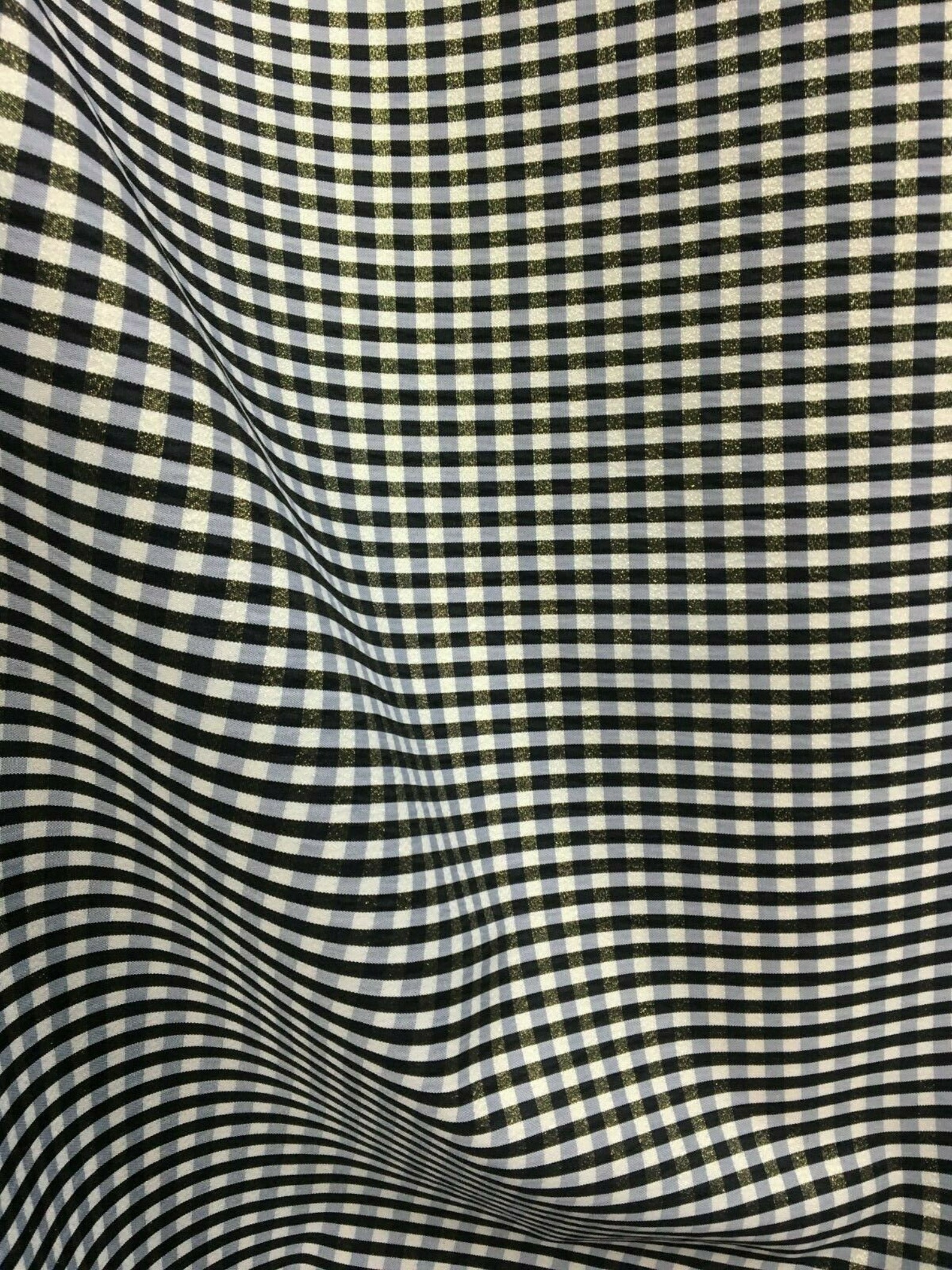 GOLD BLACK WHITE Metallic Checkered Plaid Taffeta Fabric 60 Etsy