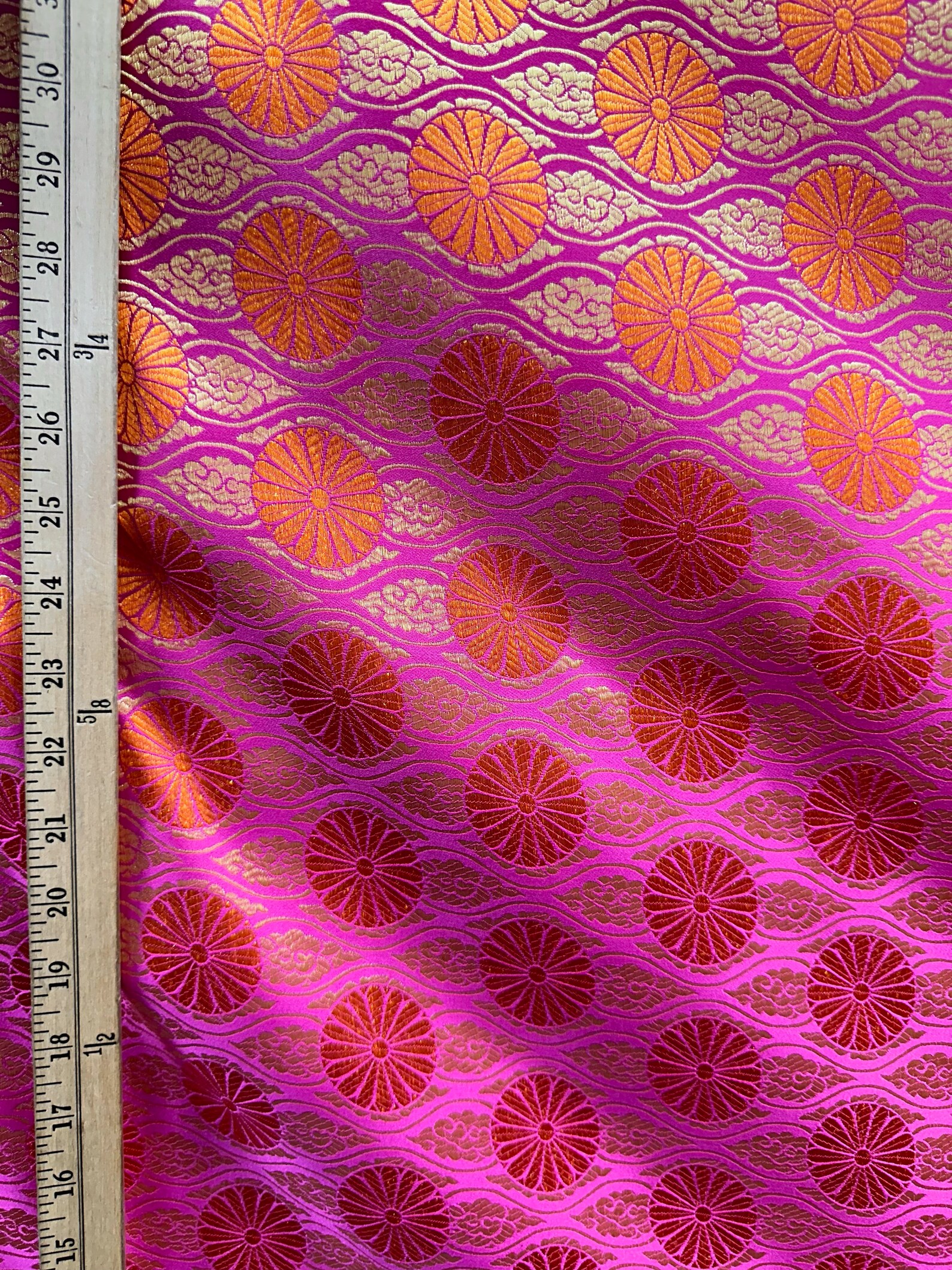 Pink Brocade FUCHSIA PINK GOLD Floral Brocade Fabric (60 In.) Sold by the Yard - Etsy