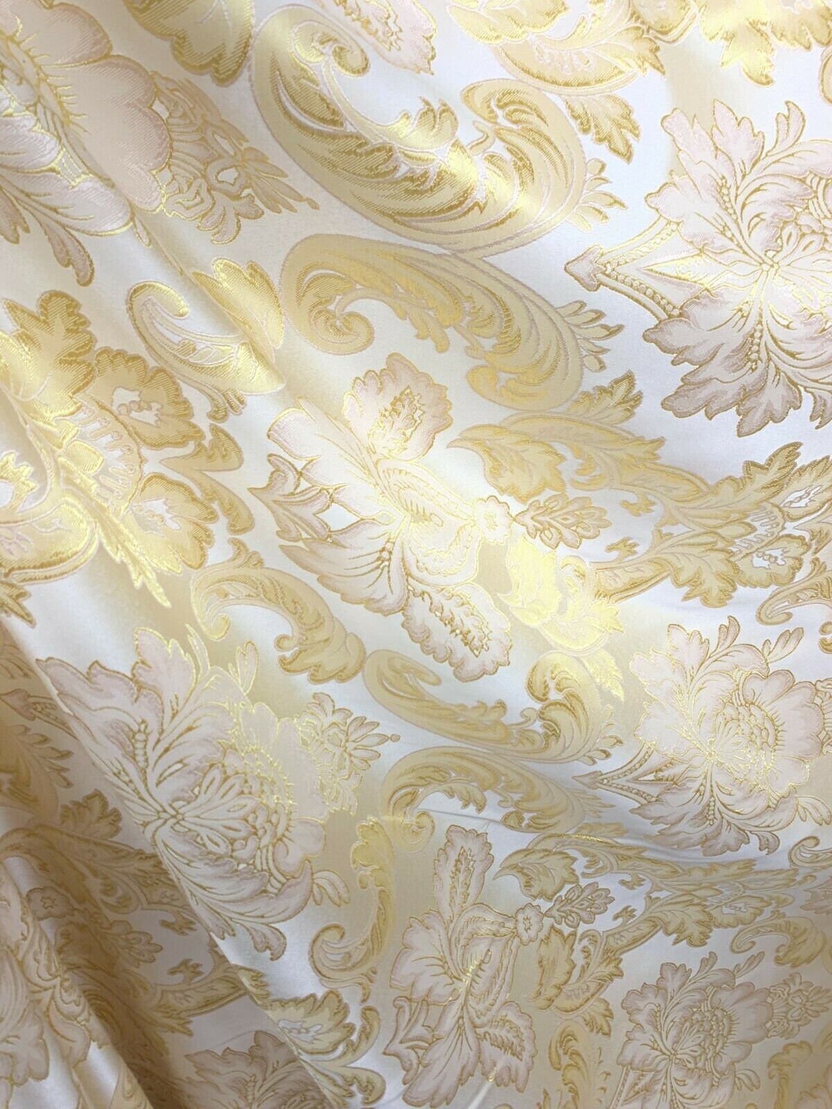 IVORY GOLD Damask Brocade Upholstery Drapery Fabric 110 in. Etsy