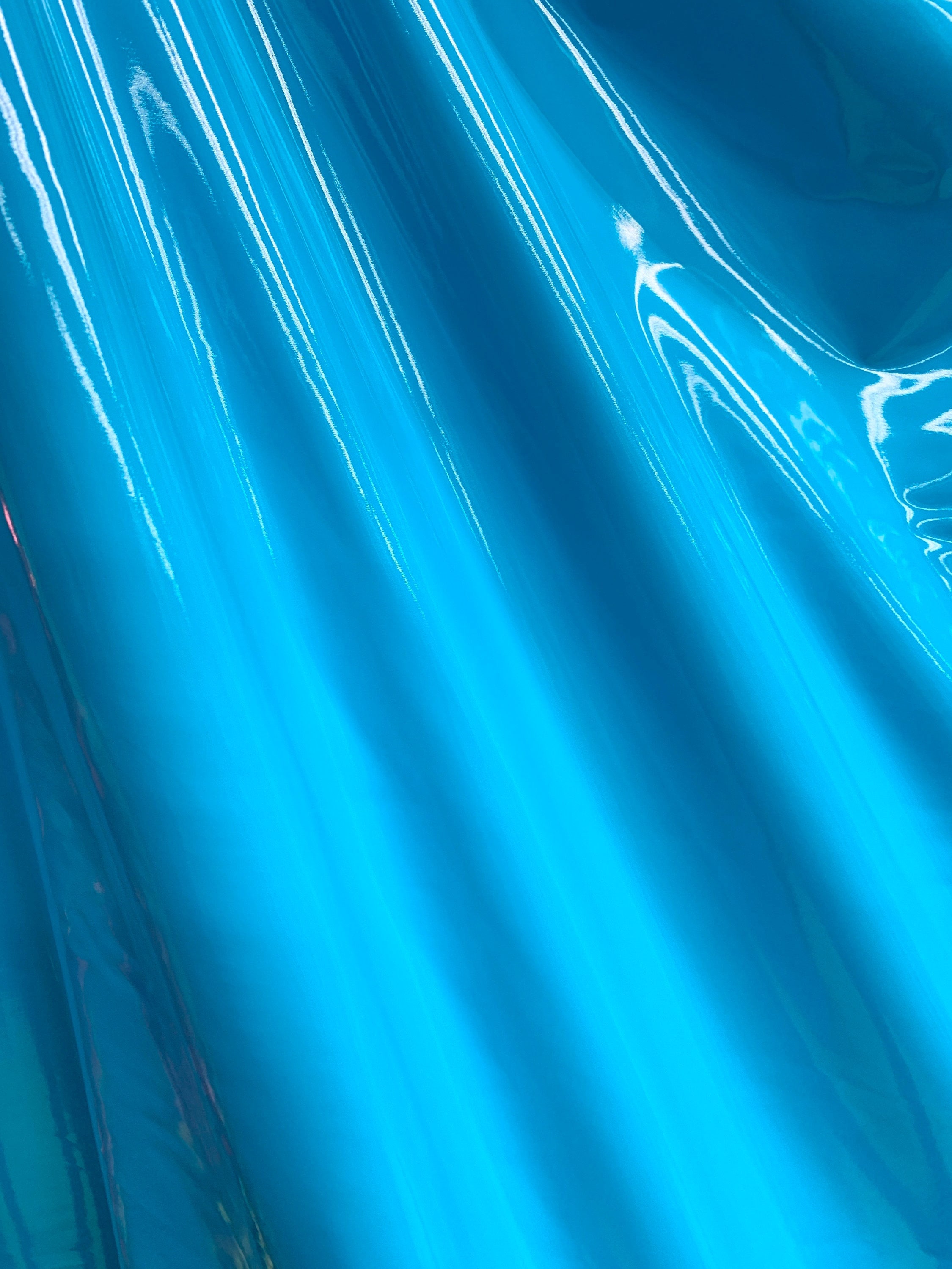 TURQUOISE BLUE Shiny Glossy PVC Pleather Stretch Fabric (58