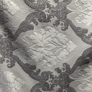 GREY Damask Brocade Upholstery Drapery Fabric (56 in.) Sold By The Yard